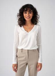 Top stretch manches longues blanc MAJESTIC FILATURES femme