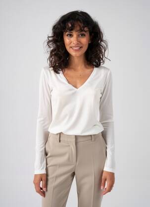 Top stretch manches longues blanc MAJESTIC FILATURES femme