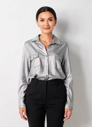 Chemisier coupe cintrée manches longues argent MAJESTIC FILATURES femme