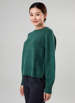 Pull tissage chiné manches longues vert ZILCH femme