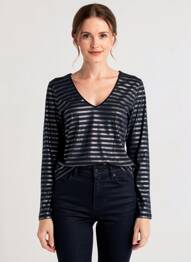T-shirt manches longues manches longues bleu MAJESTIC FILATURES femme