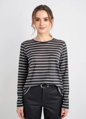 T-shirt manches longues manches longues bleu MAJESTIC FILATURES femme