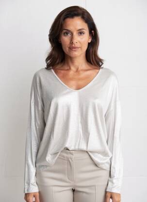 Top stretch manches longues argent MAJESTIC FILATURES femme