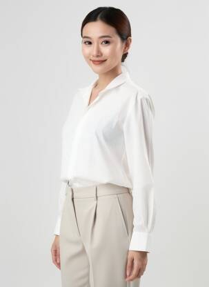 Chemisier coupe droite manches longues blanc BOIURRIENNE femme