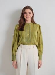 Chemisier coupe cintrée manches longues vert HARTFORD femme