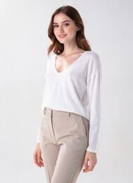 Pull coupe cintrée manches longues blanc HARTFORD femme