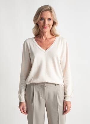 Pull tissage chiné manches longues beige YERSE femme