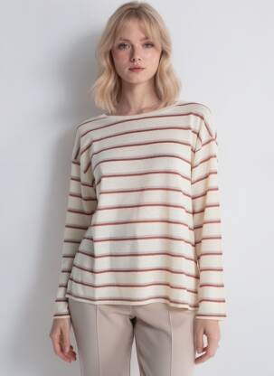 Pull stretch manches longues beige YERSE femme