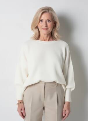 Pull stretch manches longues beige MAJESTIC FILATURES femme