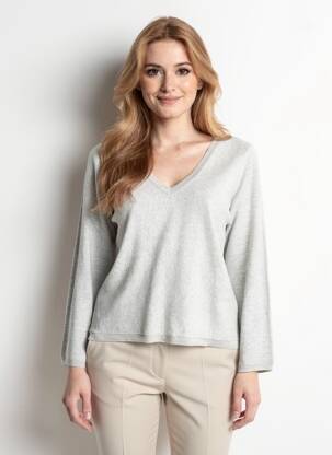 Pull col v manches longues gris HARRIS WILSON femme