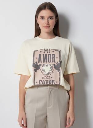 T-shirt coupe droite manches courtes jaune MKT STUDIO femme