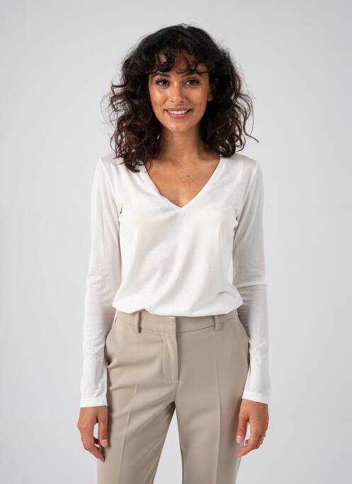 Top stretch manches longues blanc MAJESTIC FILATURES femme