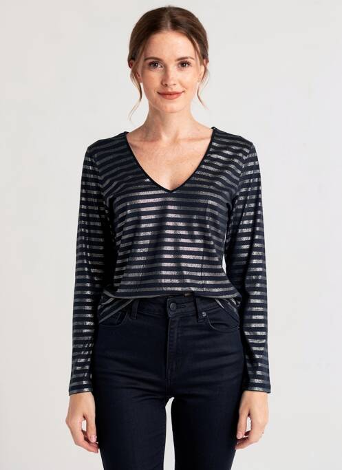 T-shirt manches longues manches longues bleu MAJESTIC FILATURES femme