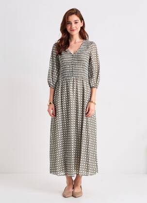 Robe longue manches longues manches longues vert CATNOIR femme