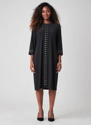 Robe mi-longue manches longues manches longues noir JOSEPH RIBKOFF femme