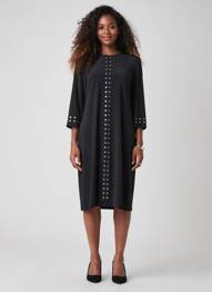 Robe mi-longue manches longues manches longues noir JOSEPH RIBKOFF femme