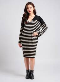 Robe pull coupe droite manches longues noir ANANKE femme