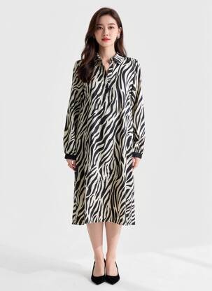 Robe mi-longue imprimé fantaisie manches longues bleu TUZZI femme