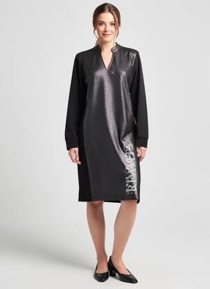 Robe mi-longue manches longues manches longues noir TUZZI femme