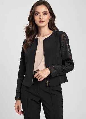 Veste casual col rond noir JOSEPH RIBKOFF femme
