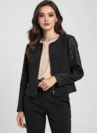 Veste casual col rond noir JOSEPH RIBKOFF femme