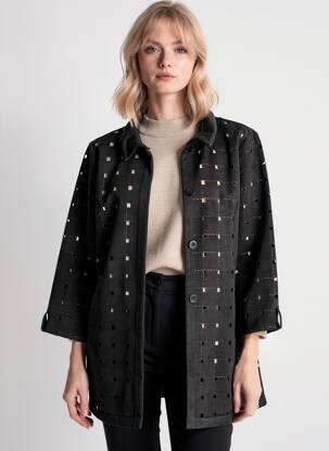 Veste casual tissage suedine noir JOSEPH RIBKOFF femme