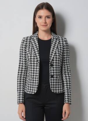 Veste casual col tailleur noir FRANK WALDER femme