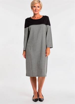 Robe mi-longue manches longues manches longues noir FRANK WALDER femme