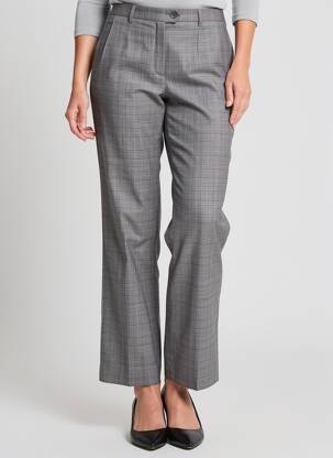 Pantalon droit taille à pinces taille haute gris LUCIA femme