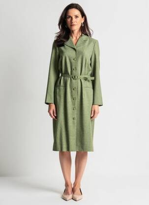 Robe mi-longue manches longues manches longues vert GUY DUBOUIS femme