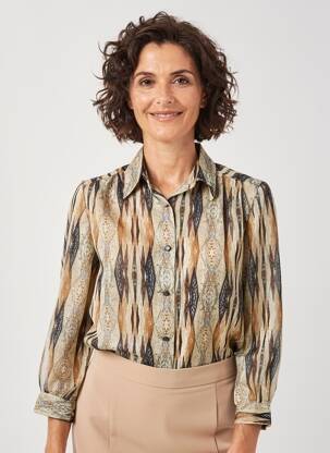 Chemisier tissage crêpe manches longues beige LISA CHESNAY femme