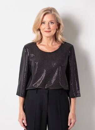 Top stretch manches 3/4 noir BIANCA femme