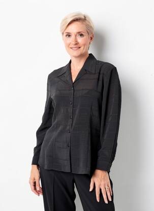 Chemisier tissage crêpe manches longues noir BARBARA LEBEK femme