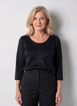 Top stretch manches 3/4 noir FRANK WALDER femme