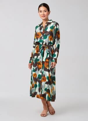 Robe longue manches longues manches longues vert STELLA FOREST femme