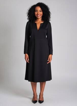 Robe mi-longue manches 3/4 manches 3/4 noir SUMMUM femme