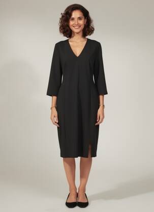 Robe mi-longue manches 3/4 manches 3/4 noir MARC AUREL femme