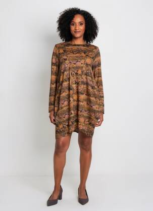 Robe courte imprimé fleurs manches longues orange HIGH femme