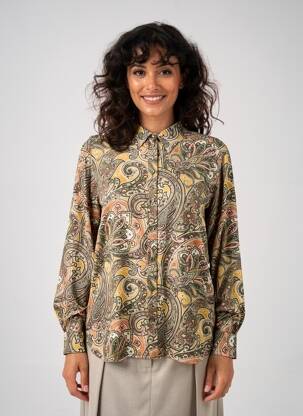 Chemisier coupe fluide manches longues vert SUMMUM femme