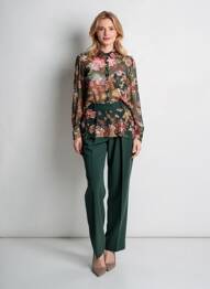 Chemisier imprimé fleurs manches longues noir SUMMUM femme
