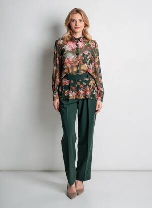 Chemisier imprimé fleurs manches longues noir SUMMUM femme