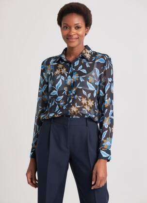 Chemisier imprimé fleurs manches longues bleu HARTFORD femme