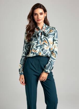 Blouse tissage popeline manches longues vert RIVER WOODS femme