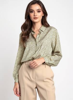 Chemisier coupe cintrée manches longues vert RIVER WOODS femme
