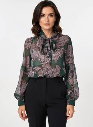 Blouse légère et transparente manches longues vert SUMMUM femme