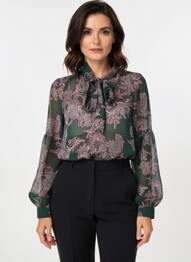 Blouse légère et transparente manches longues vert SUMMUM femme