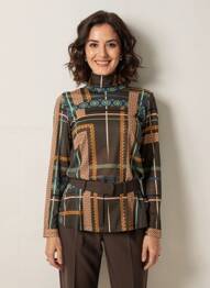 Top tissage jersey manches longues marron HIGH femme