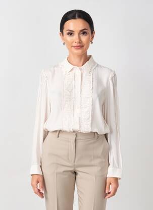 Chemisier tissage crêpe manches longues beige HIGH femme