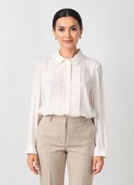 Chemisier tissage crêpe manches longues beige HIGH femme