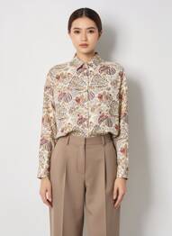 Chemisier imprimé fleurs manches longues beige JANE BLUE femme